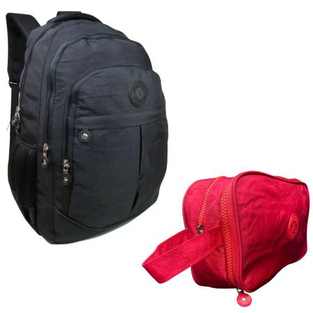 Imagem de Kit  Mochila Infantil e Estojo Box Feminino Impermeável Nylon Resistente Kit Escolar Grande