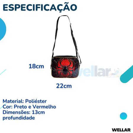 Imagem de Kit Mochila Infantil Escolar com 3 peças De Aranha Vermelho e Preto