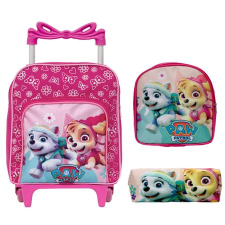 Imagem de Kit Mochila Infantil Escolar Creche Rodinha Patrulha Canina