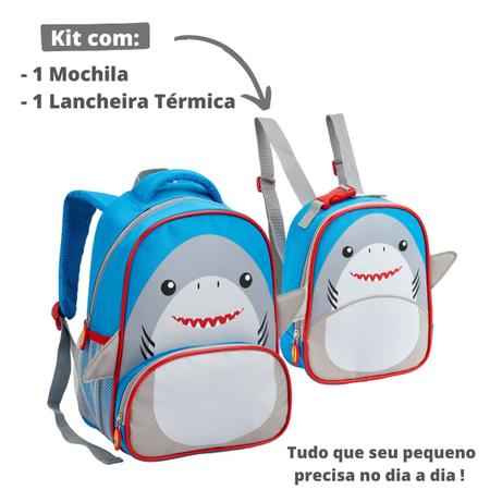 Imagem de Kit Mochila Infantil Escolar e Lancheira Animais Bichinhos Menina Menino Escolinha Pré Escola Creche