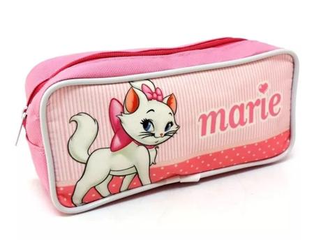 Imagem de Kit Mochila Infantil Escolar Gatinha Marie Rodinhas 2 Bolsos F5