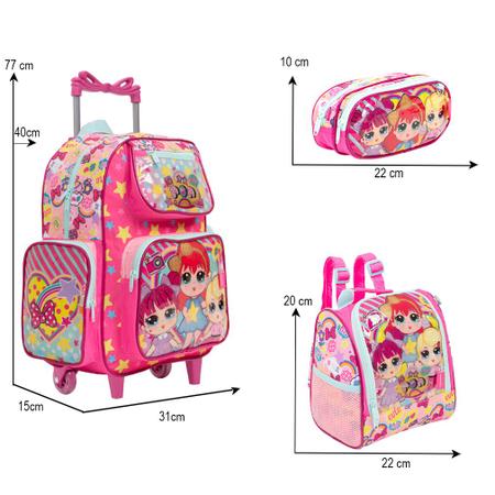 Imagem de Kit Mochila Infantil Escolar Menina LOL Rodinha Envio 24 Hrs