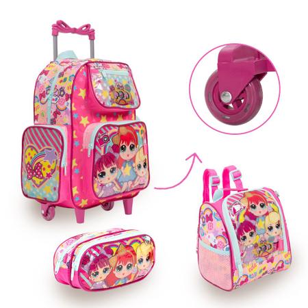 Imagem de Kit Mochila Infantil Escolar Menina LOL Rodinha Envio 24 Hrs