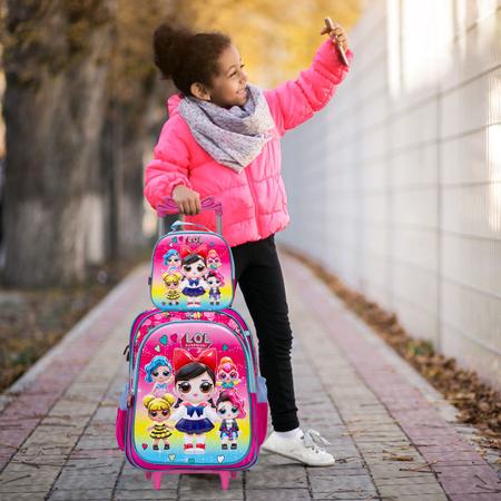 Imagem de Kit Mochila Infantil Feminina Lol 3D Rodinhas Com Lancheira