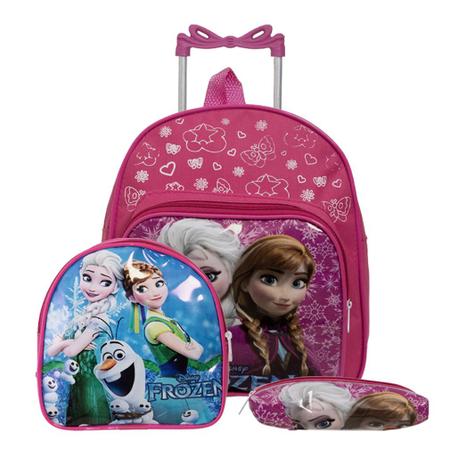 Imagem de Kit Mochila Infantil Feminina Rodinha Frozen Pequena Creche