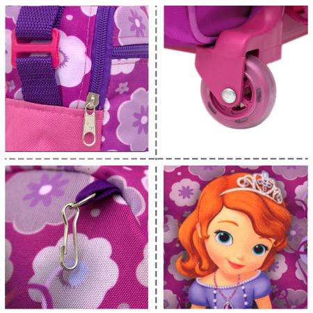 Imagem de Kit Mochila Infantil Juvenil Menina Princesa Sofia Rodinha