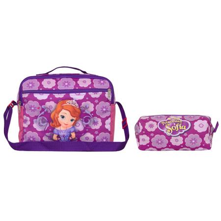 Imagem de Kit Mochila Infantil Juvenil Menina Princesa Sofia Rodinha