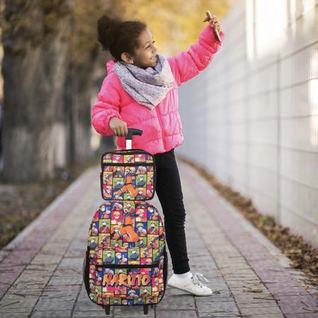 Imagem de Kit Mochila Infantil Juvenil Rodinha Naruto Lancheira Estojo