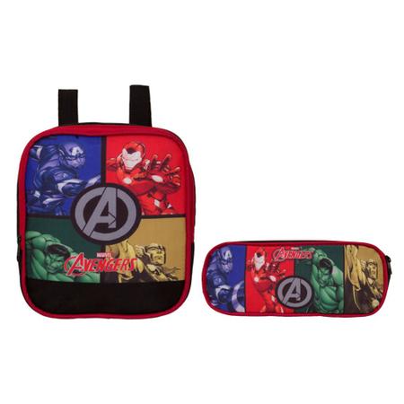 Imagem de Kit Mochila Infantil Menino Rodas Avengers Itens Toys 2U