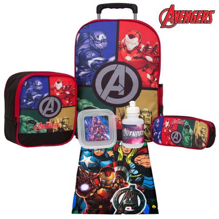 Imagem de Kit Mochila Infantil Menino Rodas Avengers Itens Toys 2U