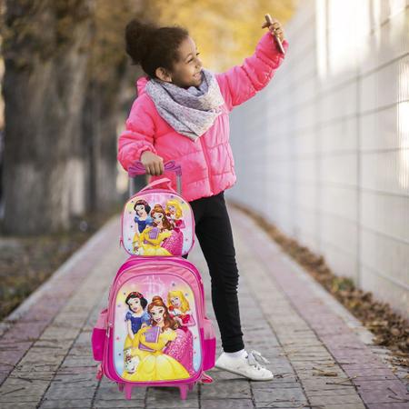 Imagem de Kit Mochila Infantil Princesas Rodinha 3 Pçs Volta As Aulas