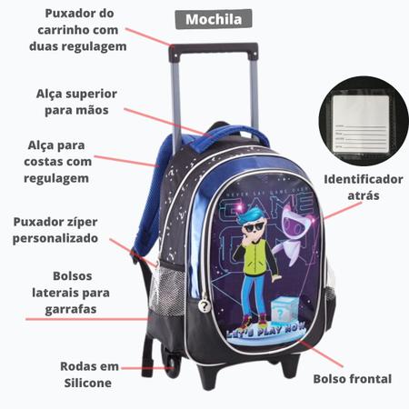 Imagem de Kit Mochila Infantil Rodinha Menino Escolar Vídeo Game Pk Xd Com Lancheira E Estojo
