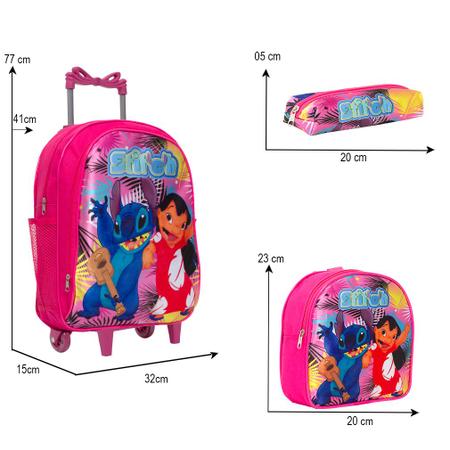 Imagem de Kit Mochila Infantil Rodinha Stitch Volta As Aulas Toys 2U