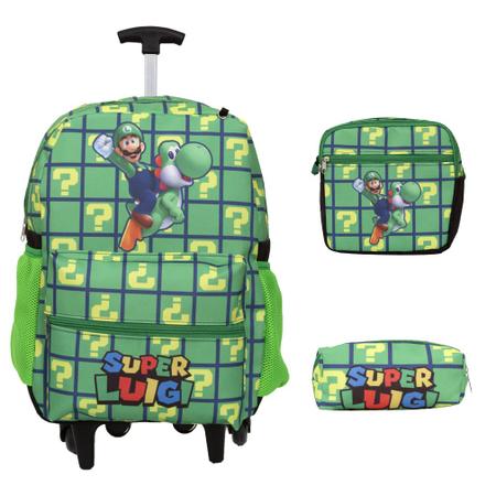 Imagem de Kit Mochila Infantil Super Luigi Rodinha Envio Imediato