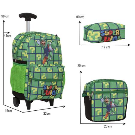 Imagem de Kit Mochila Infantil Super Luigi Rodinha Envio Imediato