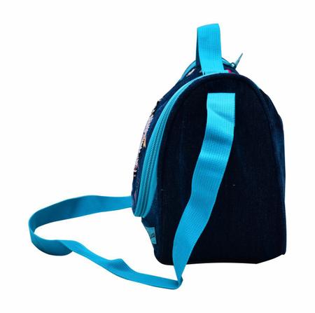 Kit mochila jeans azul clara com paetês oficial luluca LU3191 com estojo E  lancheira térmica em Promoção na Americanas