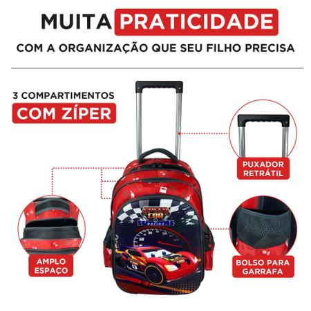 Imagem de Kit Mochila+lancheira+estojo Infantil Speed Car Santino