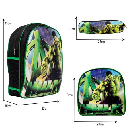 Imagem de Kit Mochila Masculina Escolar Juvenil Hulk Vingadores Marvel