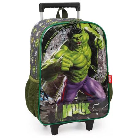 Imagem de Kit Mochila Mochilete Infantil Hulk Vingadores Verde Escolar Tam G Com Rodinha Reforçada Lancheira
