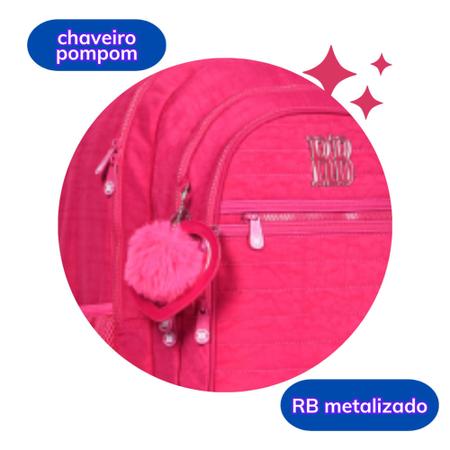 Imagem de Kit Mochila Rebecca Bonbon Original clio 360 4 Rodas Feminina Escolar e Viajem