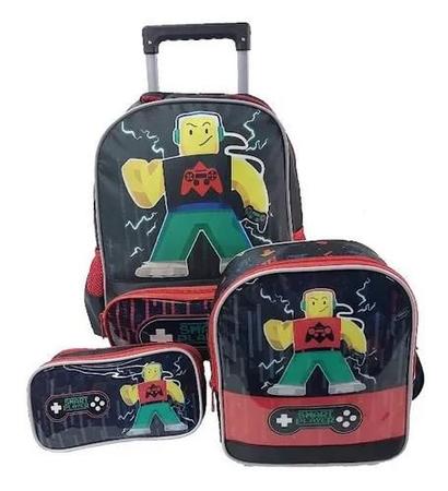 Kit Mochila, Necessaire, Lancheira e Estojo Roblox 4 Peças