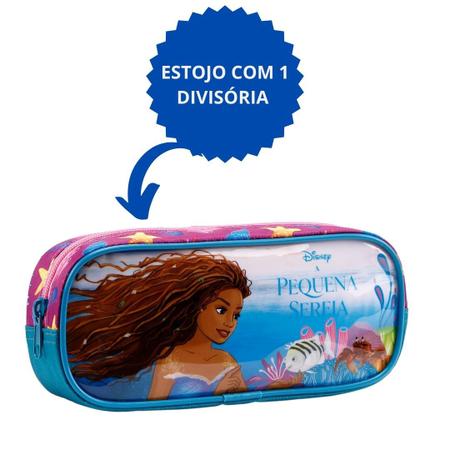 Imagem de Kit Mochila Rodas Lancheira Estojo Pequena Sereia Ariel O Filme 11730