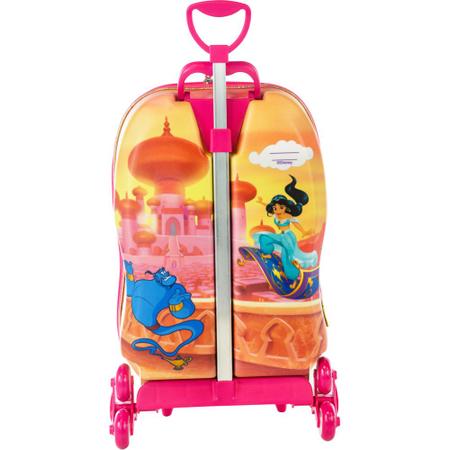 Kit Mochila Rodas Princesa Jasmine Lancheira Escolar 3D Imagem de Kit Mochila Rodas Princesa Jasmine Lancheira Escolar 3D