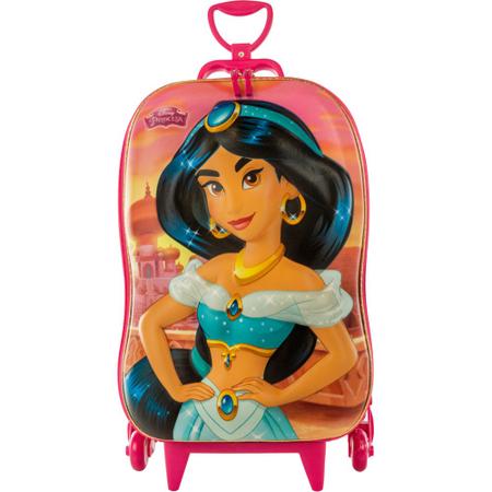 Kit Mochila Rodas Princesa Jasmine Lancheira Escolar 3D Imagem de Kit Mochila Rodas Princesa Jasmine Lancheira Escolar 3D
