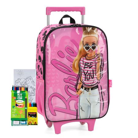 Imagem de Kit Mochila Rodinha Estojo Lancheira Escolar Infantil Meninas Barbie Boneca Princesa Lançamento