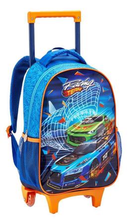 Imagem de Kit Mochila Rodinha Infantil Hot Wheels Carros Racing Team