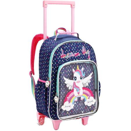 Imagem de Kit Mochila Rodinha Lancheira Estojo Unicornio Dream Big