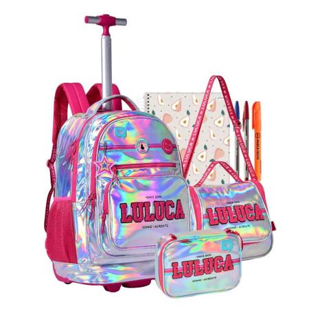 Comprar Conjunto Trolley Holografica da Luluca + Estojo + lancheira -  Brinquedos Para Crianças