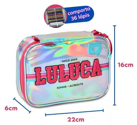 Imagem de Kit Mochila Rodinha Luluca Holográfica Completo Com 5 Itens