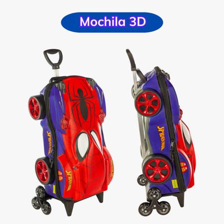 Imagem de Kit Mochila Rodinha Tripla Lancheira Homem Aranha 3d Escolar Viagem Maxtoy