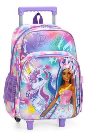 Kit Mochila Rodinhas Barbie Unicornio Luxcel original Lilas Mochilas Magazine Luiza