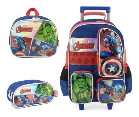 Imagem de Kit Mochila Rodinhas Infantil Vingadores Avengers