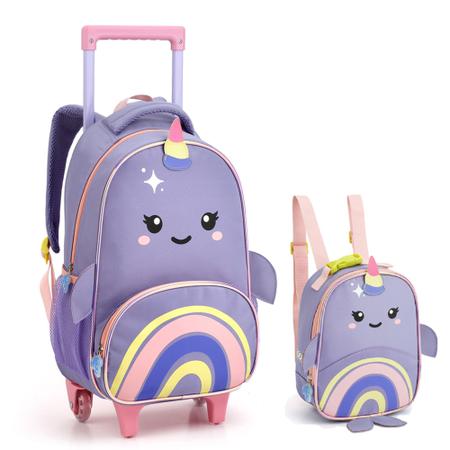 Imagem de Kit Mochila Rodinhas Infantil Zoop Kid Super Fofo Menino/Menina