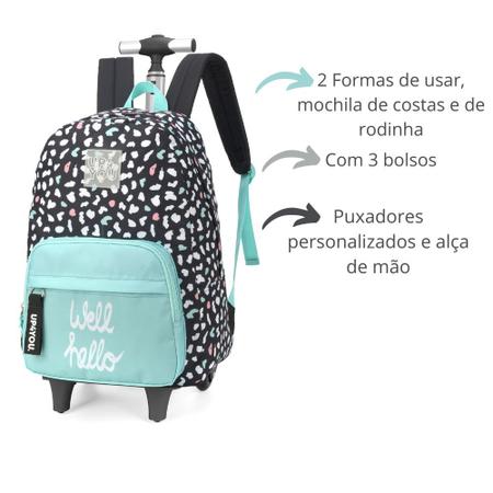 Kit Mochila Rodinhas Lancheira Estojo Well UP4YOU - Luxcel Imagem de Kit Mochila Rodinhas Lancheira Estojo Well UP4YOU