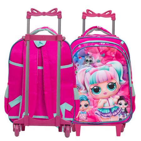 Imagem de Kit Mochila Rosa Infantil Escolar Lol Surprise Com Rodinhas