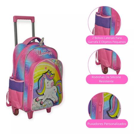 Imagem de Kit Mochila Unicórnio Infantil Escolar Com Lancheira Estojo MIF5339-C