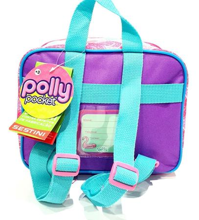 Kit Mochila Grande c/rodinhas Polly infantil c/lancheira e estojo Sestini