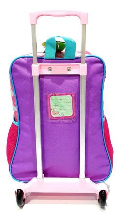 Kit mochila rodinhas Polly infantil com lancheira e estojo Sestini