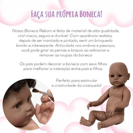 Kit Molde Bebê Reborn Realista Menina Negra 52cm Silicone - Cegonha Reborn  Dolls - Bonecas e Acessórios - Magazine Luiza