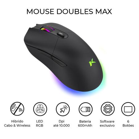 Imagem de Kit Mouse Gamer Hibrido RGB Sem Fio Mousepad Grande Com Led