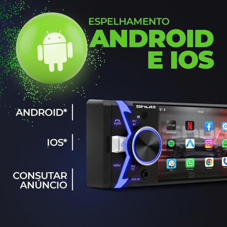 Imagem de Kit MP5 Player Los Angeles Shutt 4 Pol 1 Din Espelha Android IOS Controle MP3 USB + Sensor de Ré