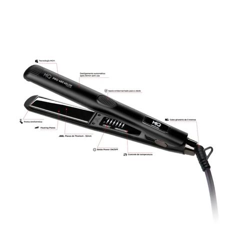 Imagem de Kit mq - secador cabelo mq turbo black 2500w 220v + chapinha prancha mq pro 480 velox bivolt