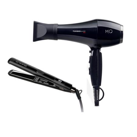 Imagem de Kit mq - secador cabelo mq turbo black 2500w 220v + chapinha prancha mq pro 480 velox bivolt
