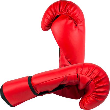 Imagem de Kit Muay Thai Luva Vermelha Bandagem Bucal Caneleira 08oz