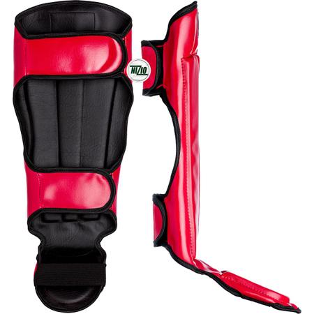 Imagem de Kit Muay Thai Luva Vermelha Bandagem Bucal Caneleira 08oz