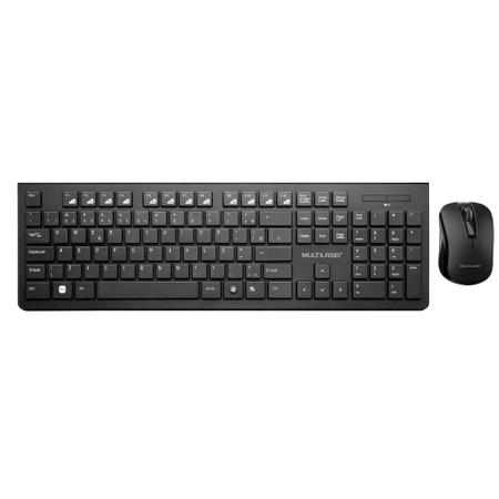 Imagem de Kit Multi Teclado e Mouse Sem Fio Slim, 1200 DPI, Conexão USB, ABNT2, Preto - TC212